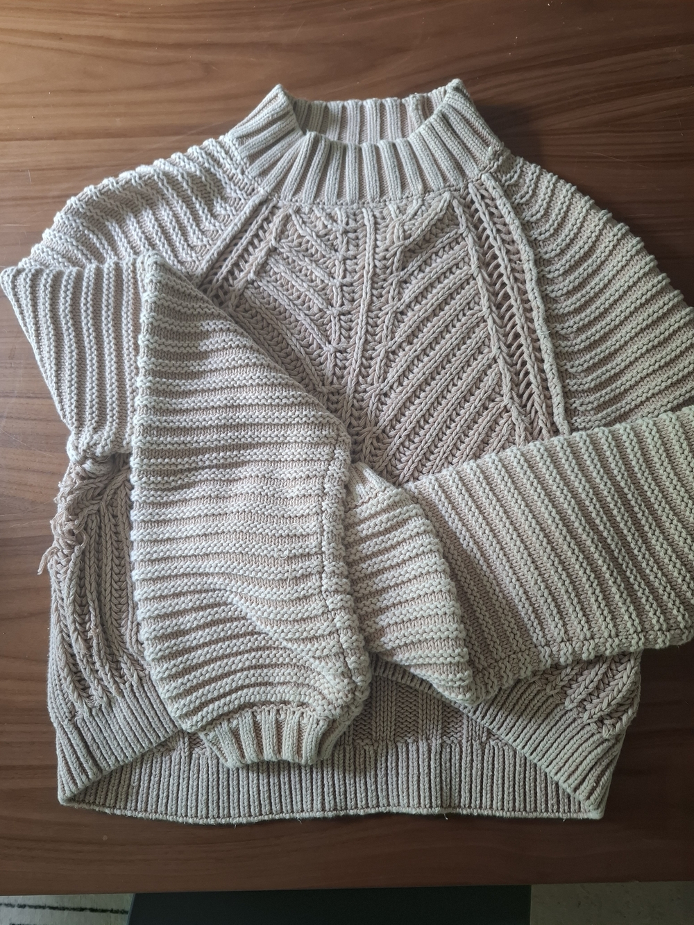 Free People Cream Cable Turtleneck Sweater